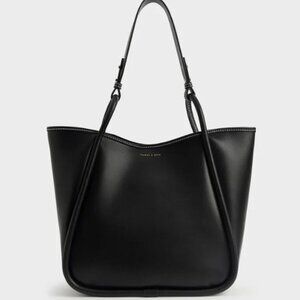 Like New: Charles and Keith Tubular Slouchy Tote Bag - Black - XL size